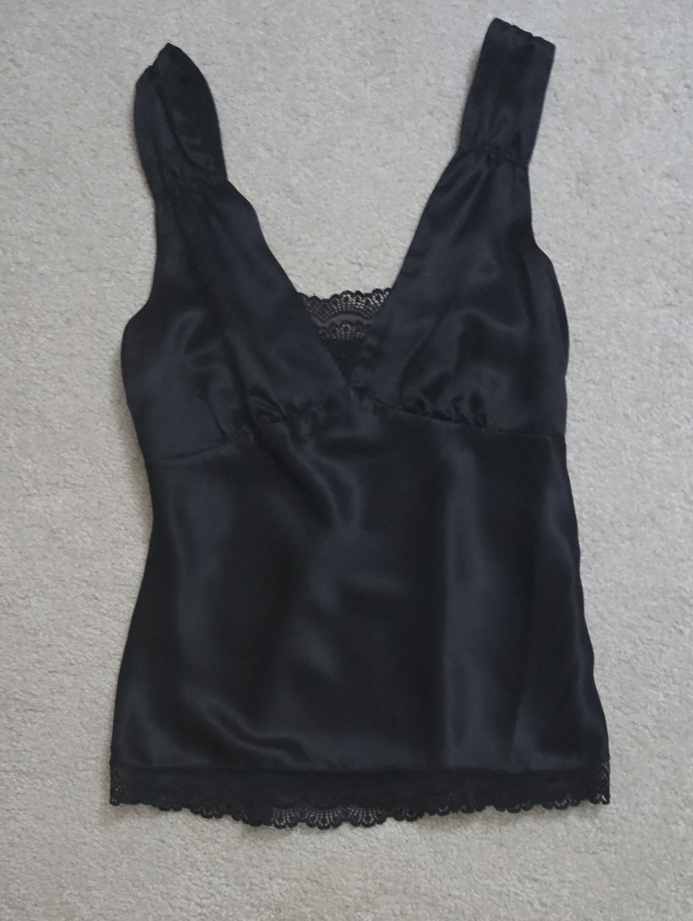 Kenneth Cole New York Black Satin Camisole with Lace Trim